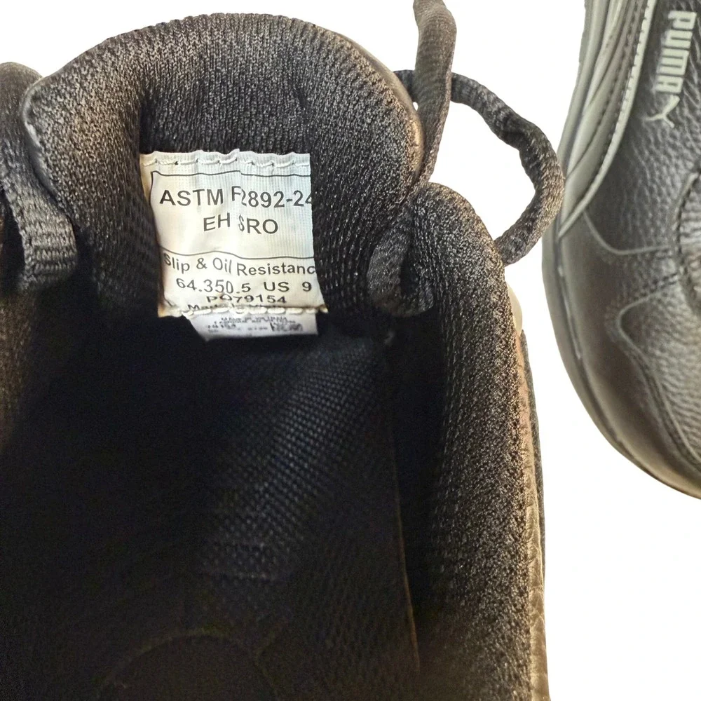 Puma Safety Frontside Black Soft Toe Work Shoes Slip Resistant Size 9 NWT